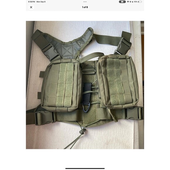 Tactical Chest Rig Mens M Adjustable Army Green Compact, Low Visibility Vest - Picture 1 of 8